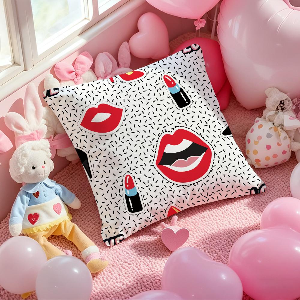 Creative Red Lips Personality Fashion Trend Cushion Pattern Printed Pillowcase For Living Room Sofa Cushion CoverBedroom Decor