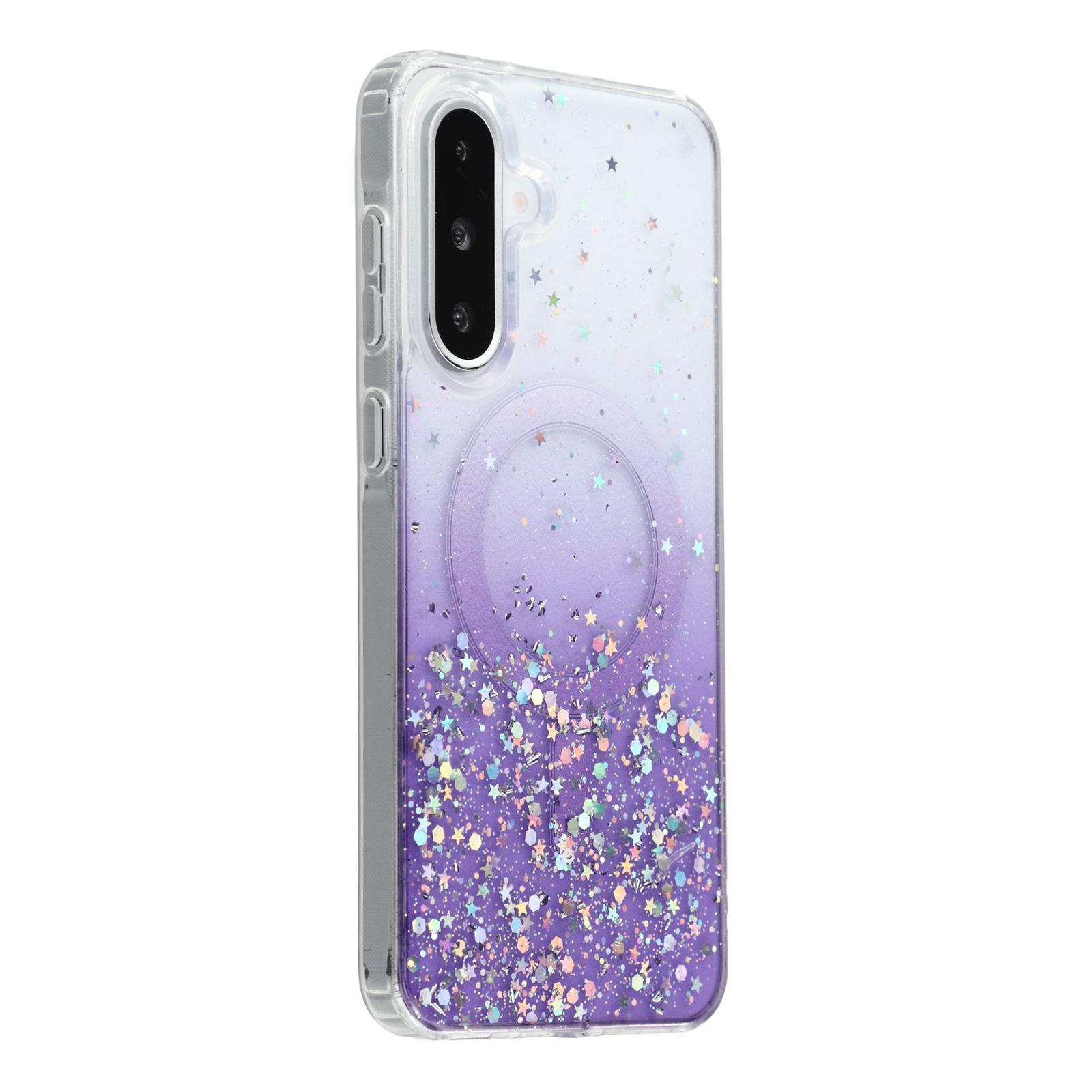 

For Samsung Galaxy A56 5G Case Compatible with MagSafe Sparkle Epoxy TPU+Acrylic Phone Cover Purple