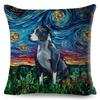Both Sided Starry Sky Dog Cushion Cover Decor Oil Painting Cartoon Pet Animal Pillow Case for Sofa Home  Linen Pillowcase,