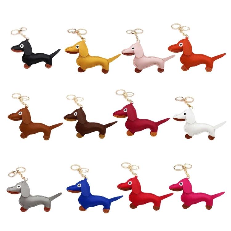 Süßer PU-Leder Tieranhänger Niedlicher Dackel Hund Schlüsselanhänger Anhänger Hängendes Ornament Rucksack Handtasche Charm Geschenk