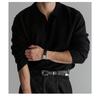 Men V Neck Knitted Polo Sweater Light Luxury Business Casual Outerwear