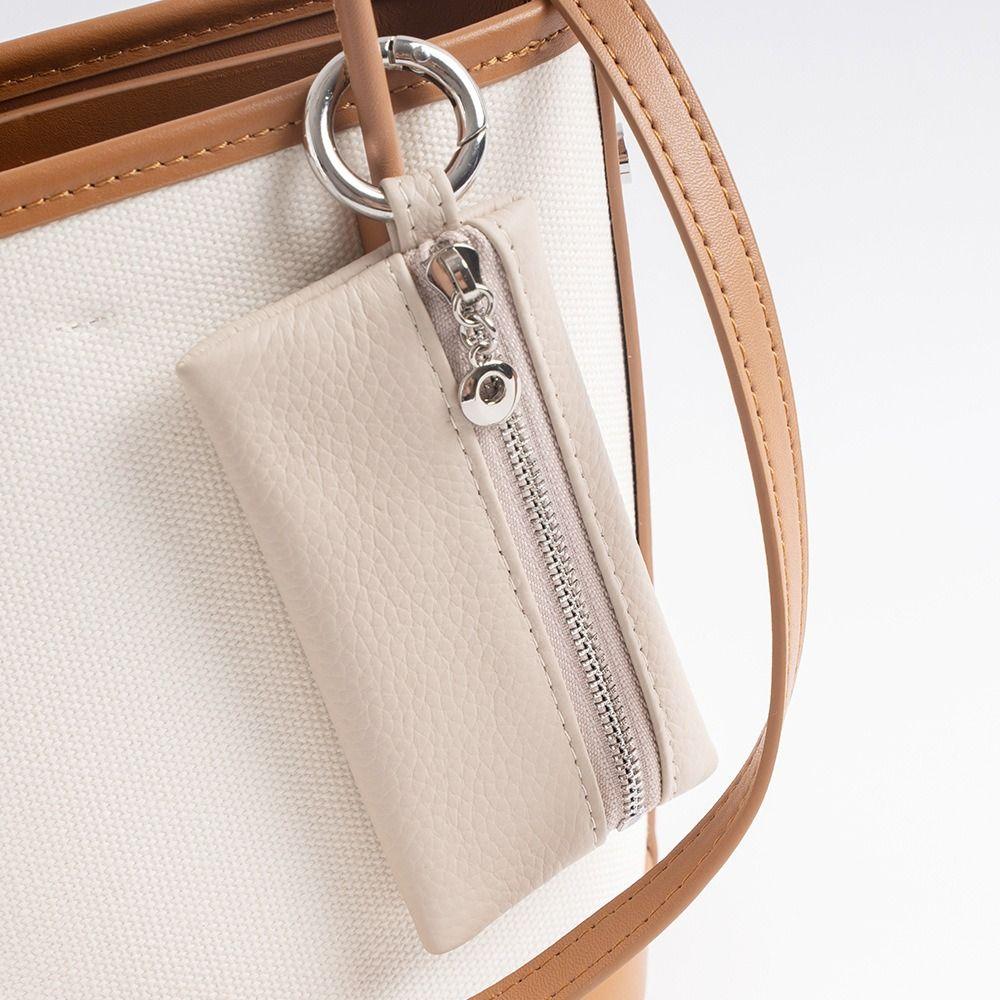 Neue Geldbörse aus echtem Leder Unifarbene kleine Rindsleder-Schlüsselanhänger-Tasche Reißverschluss Aufbewahrungstasche