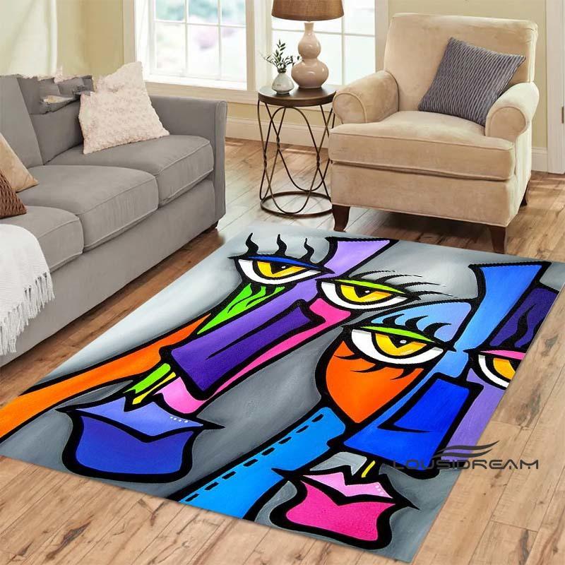 Customizable Picasso Style Painting Printed Carpet Fashion Non-slip Floor Mat Outdoor Door Mat Play Mat Birthday Gift