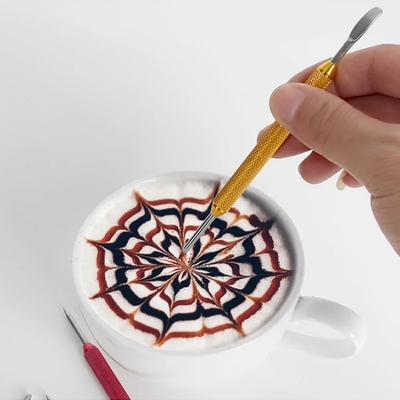 Double Tips Coffee Latte Art Needle Non-slip Handle Carved Stick Coffee Tool Latte Art Pen Cookies