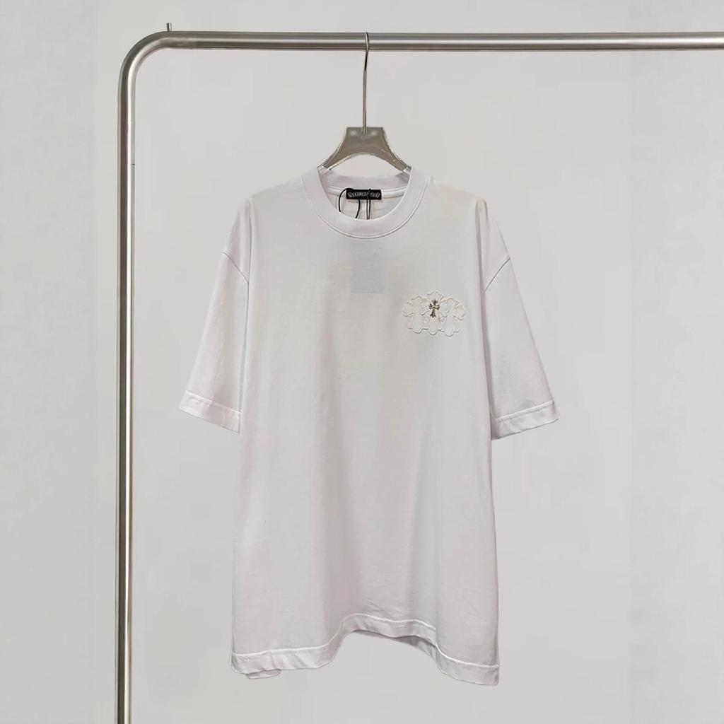 Women's High Version Rhinestone Applique Loose Fit Cotton Cropped T-shirt