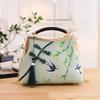 Chinese Style Embroidered Cheongsam Bag Vintage Clip On Shoulder Crossbody Lucky Bamboo Tassel Elegant for Party Evening Purse