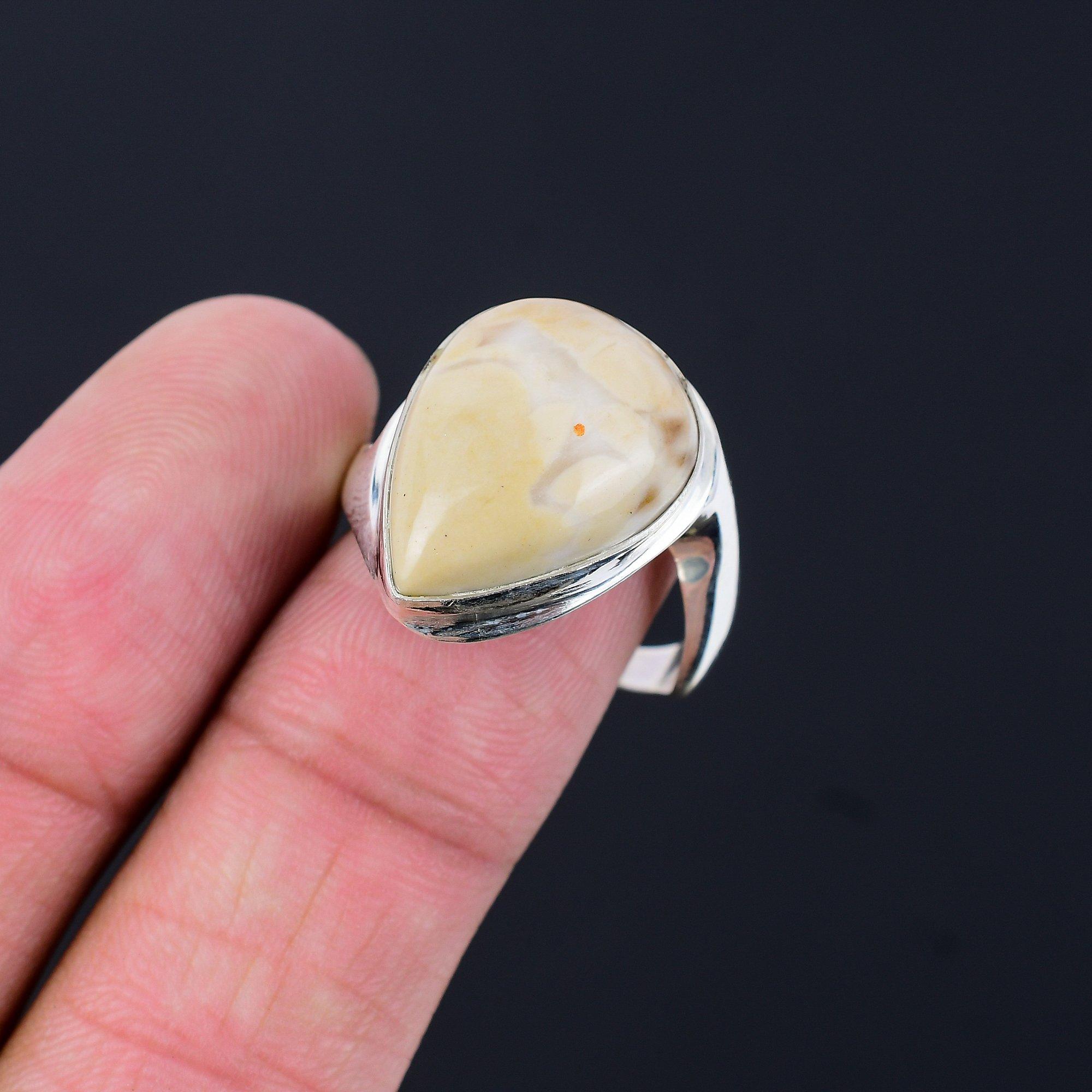 Sterling Silver Natural Peanut Wood Jasper Elegant New Multi Stone Ring Size 9.5 9.5