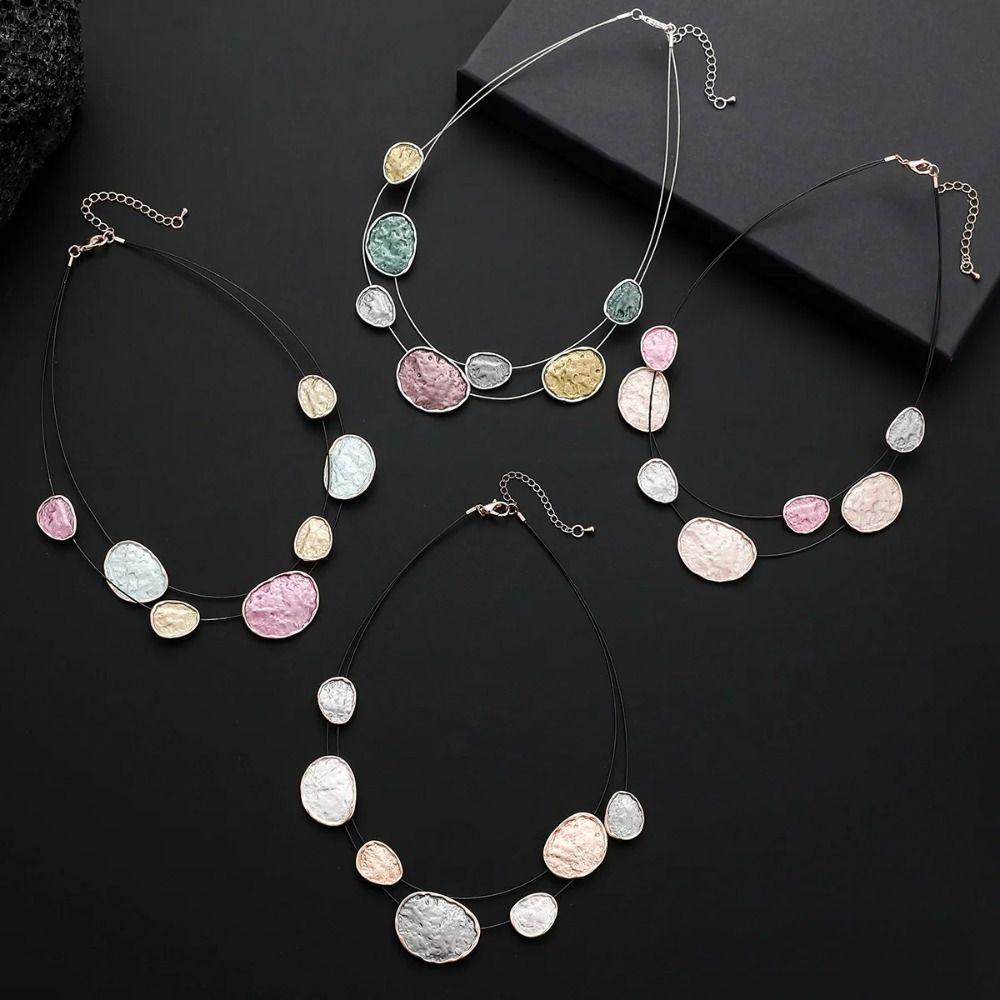 Colored Colorful Choker Irregular Neck Pendant Creative Women's Necklace  Women