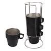 4PCS Camping Double Layer Cups Stainless Steel Food Grade Plastic Spraying Stackable Coffee Cup for Picnic Black