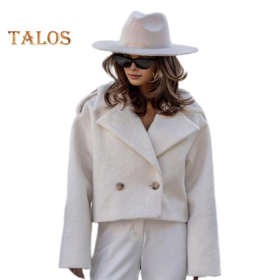 Fall Winter Women Jacket Turn-down Collar English Style Chest Pockets Windproof Outwear Single-breasted Solid Color Button Closure Commuting Daily