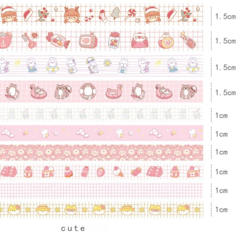 10pcs Retro Simple and Paper Tape for Diy Decoration Diary Clippings Handicrafts Gift Packaging Birthday Gifts Student Supplies