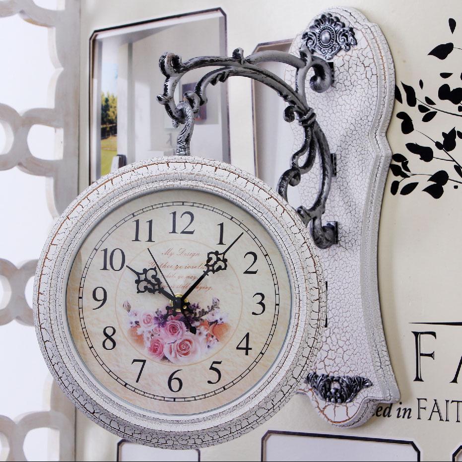 European Style Double-Sided Silent Wall Clock for Living Room - Modern and Creative Design