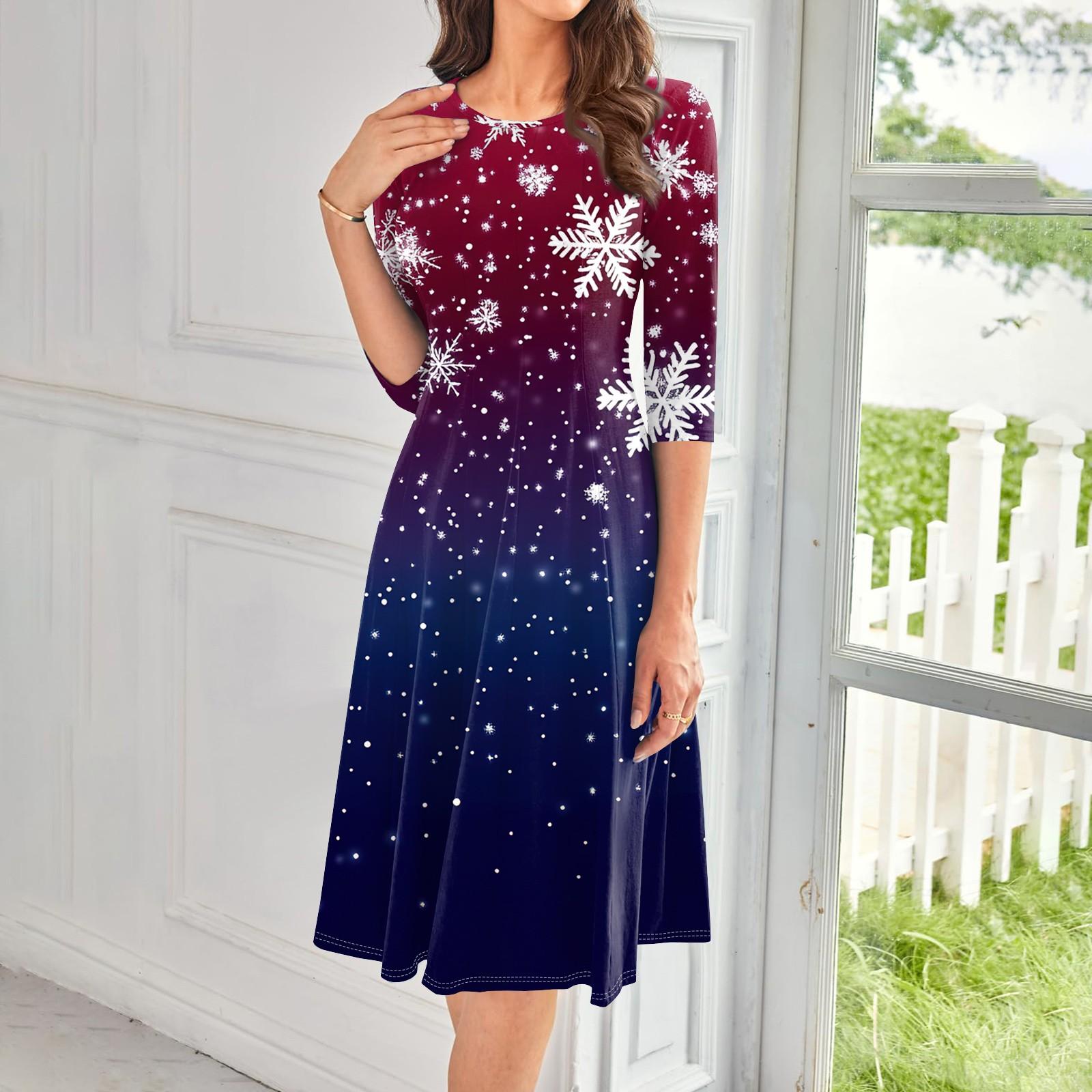 

Женское повседневное модное платье миди с круглым вырезом и рукавом три четверти XXL