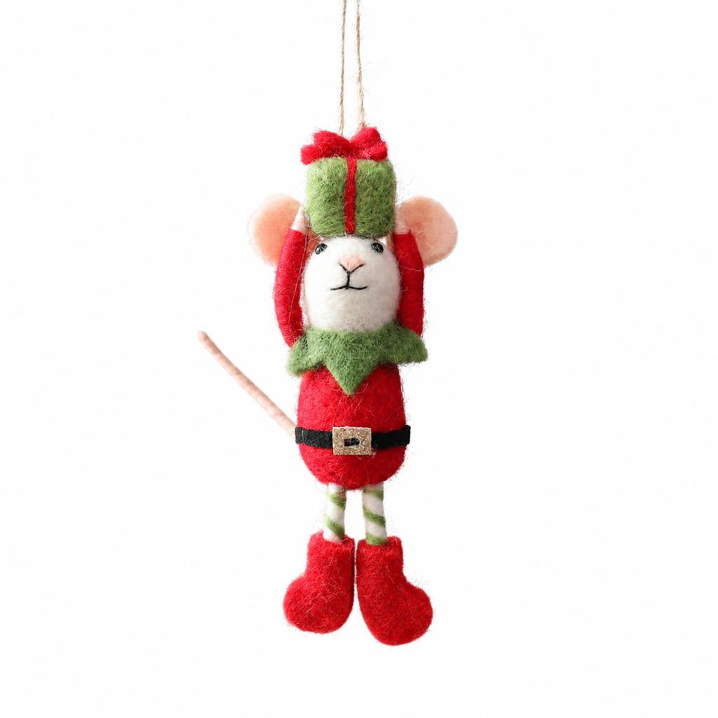 Christmas Wool Ornament Red and Green Hanging Decoration for Tree
