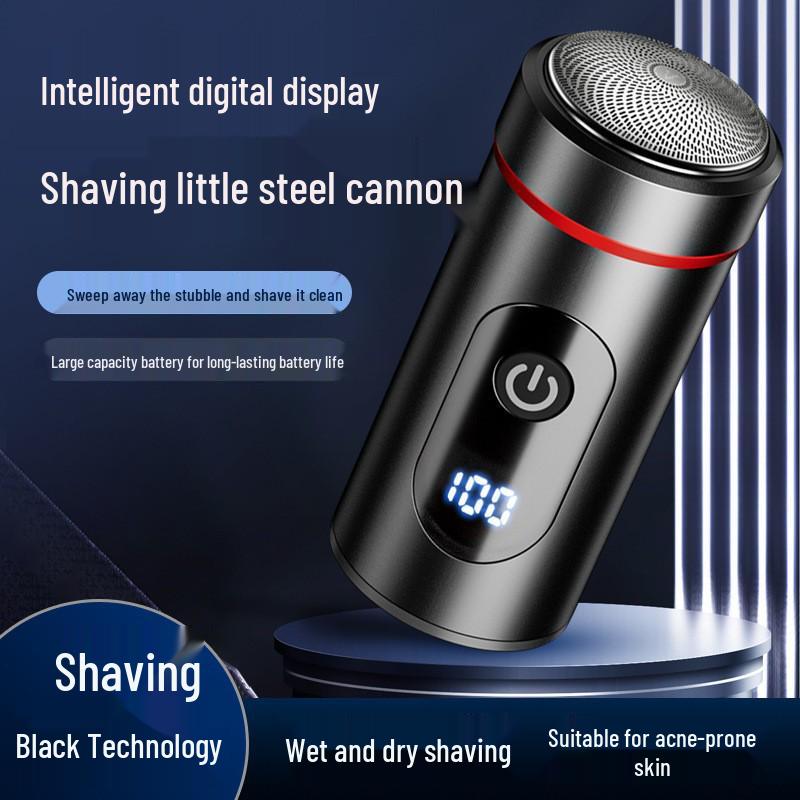 Mini USB Beard Shaver: Portable High Power Razor with Digital Display and German Steel Blades.
