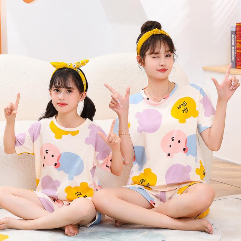 Teens Baby Girl Pajamas Summer Short Sleeved Children's Clothing Sleepwear Cotton Pyjamas Sets for Kids