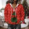 Women's Long Sleeve Christmas Print Hoodie Pullover Top with