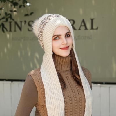 Wool Hat, Versatile Fashion Knitted Hat In Autumn and Winter, Cold-proof, Ear Protection, Neck Protection, Thickened Hat and Scarf Integrated