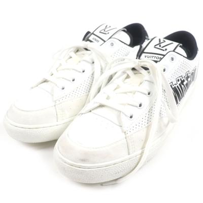 Flotte LOUIS VUITTON Lave sneakers Hvid sort læder Herre 7.5 1ACF0A Brugte