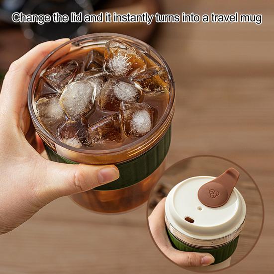 Cold Brew Cup with Ice Cube Mold 500ml Portable Coffee Cup Simple Dual-Use Ice Cube Maker Cup for Summer