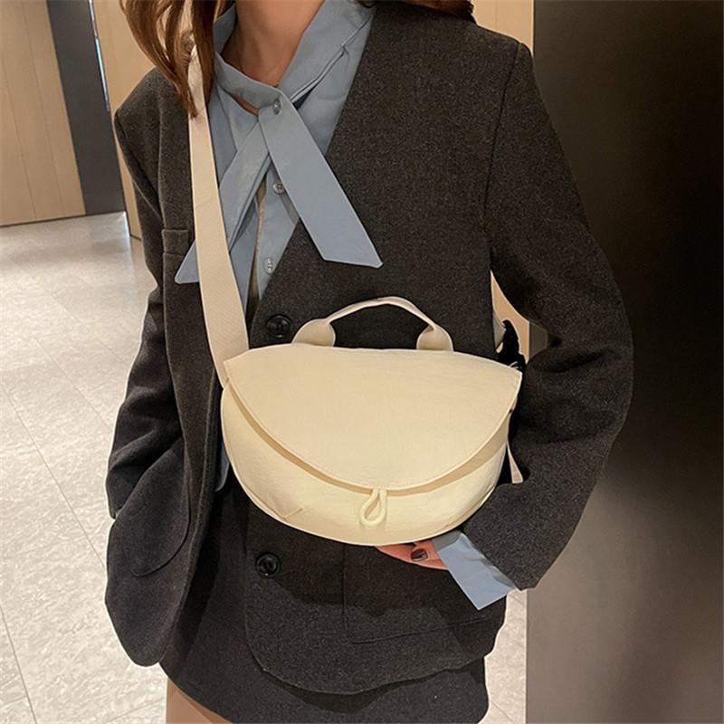 Lightweight Women's Bag, High End Feeling Cross Bags Nyl Tote Bag Solid Color Design Single Shoulder Bag Versatile Cloth Pouch