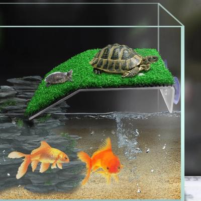 Reptile Basking Platform - Realistic Turtle Climbing Island with Drying Ramp for Aquarium & Fish Tank Decoration
