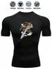 Mens White Compression Short Sleeve T-Shirt Anime Warrior With Sword Graphic Breathable Quick Dry High Elasticity Gym And Running Athletic Top