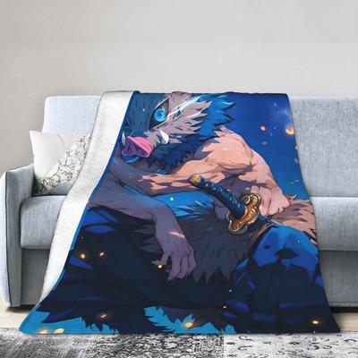 Kimetsu No Yaiba Inosuke Blankets Anime Flannel Throw Blanket Summer Air Conditioning Decoration Lightweight Bedspreads