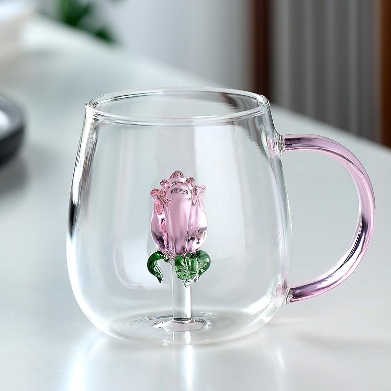3D Animal & Plant Shaped Glass Cup, Creative Clear Mug with Handle, Cute Drinkware