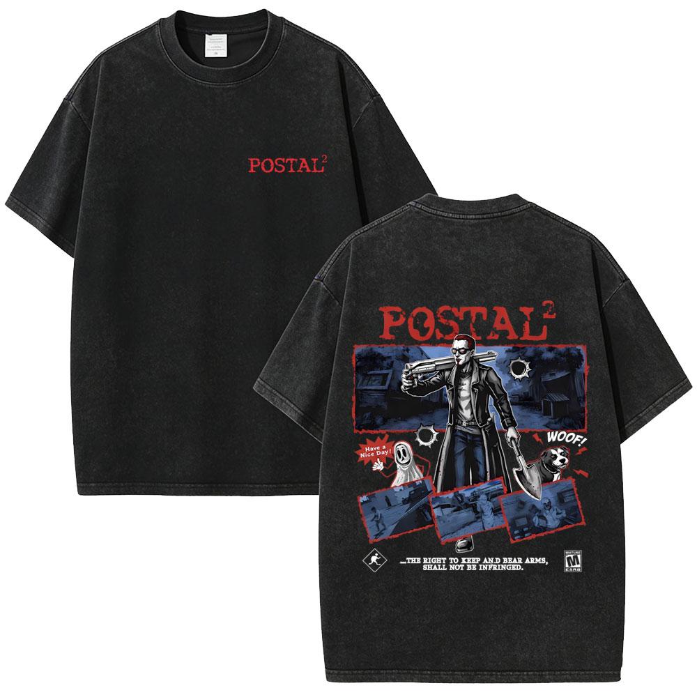 Postal Dude I Regret Nothing Vintage Washed T-shirt Men Women Horror Gothic Rock T Shirts Men's Casual Retro Oversized T-shirts