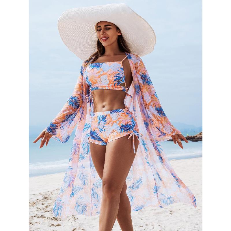 2026 New Fashionable High-end Sexy Multi-color Printed Three-piece Bikini Women's Swimsuit