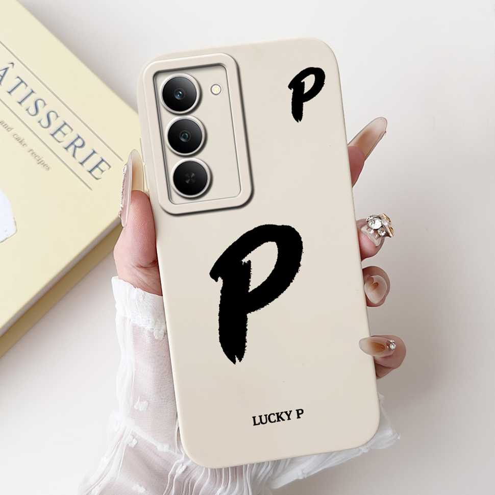 For Oppo Realme 14x 5G RMX3940 Case Popular Letter A-Z Pattern Soft Silicone Cover For Realme V60 Pro 5G Shockproof Phone Shell