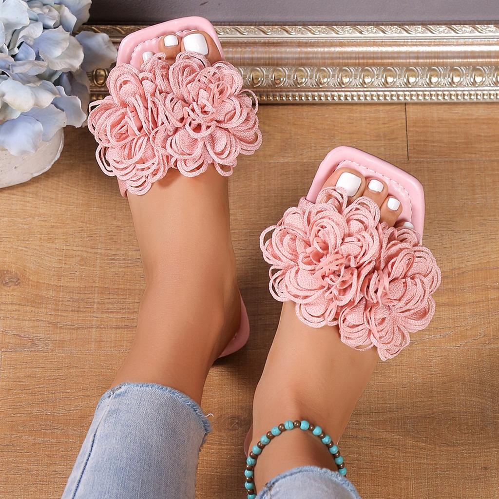 Women's Flower Flat Slippers Casual Walking Shoes Summer Outdoor Sandals