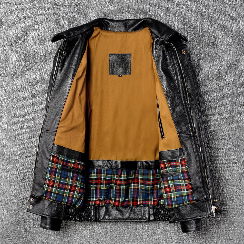 Vintage Red Brown Men Leather Jacket Oversized Style Black Genuine Cow Loose Man Bomber Coat Plus Size