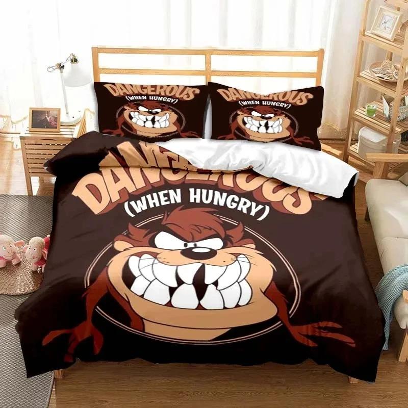3D Druck Cartoon Tasmanischer Teufel Mode Bettwäsche Set Doppel Einzel König Bettbezug Steppdecke Kissenbezug Jungen Mädchen Erwachsene Schlafzimmer