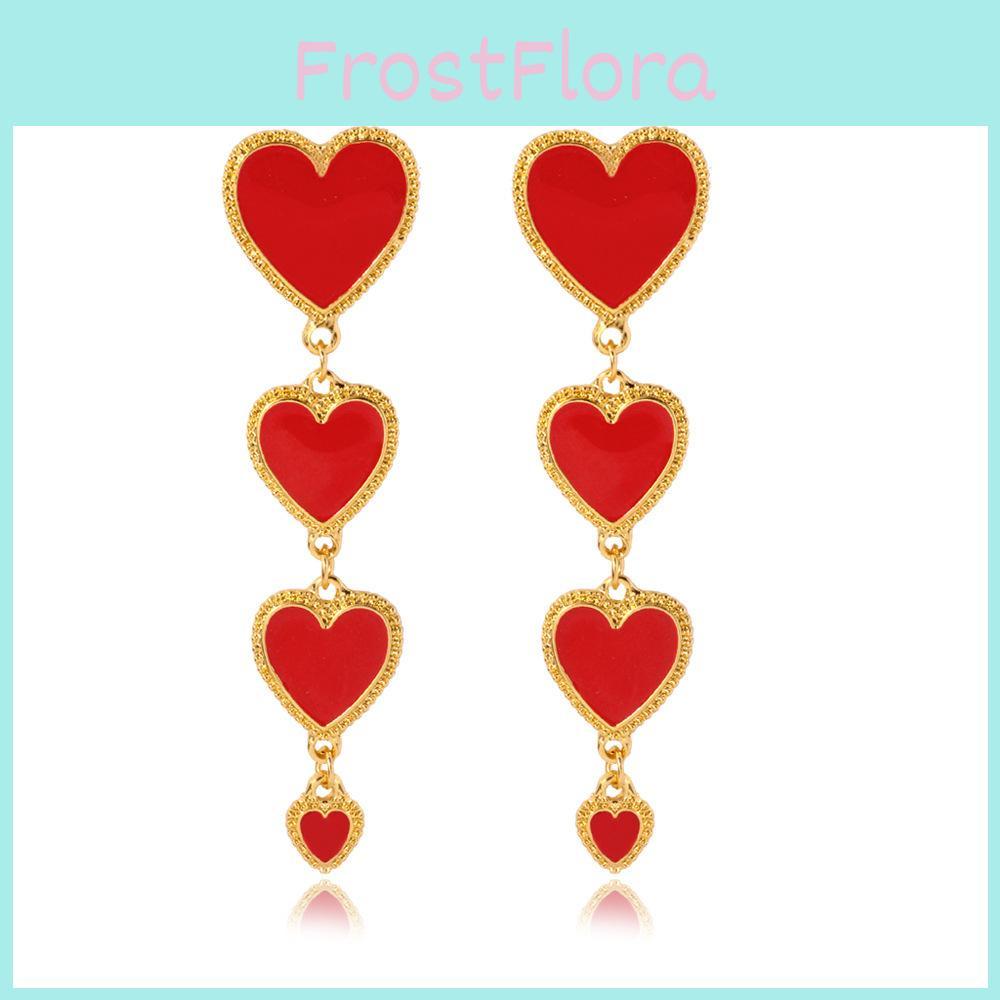 Elegant Heart-shaped Tassel Earrings Fashionable Alloy Dangle Earrings For Women