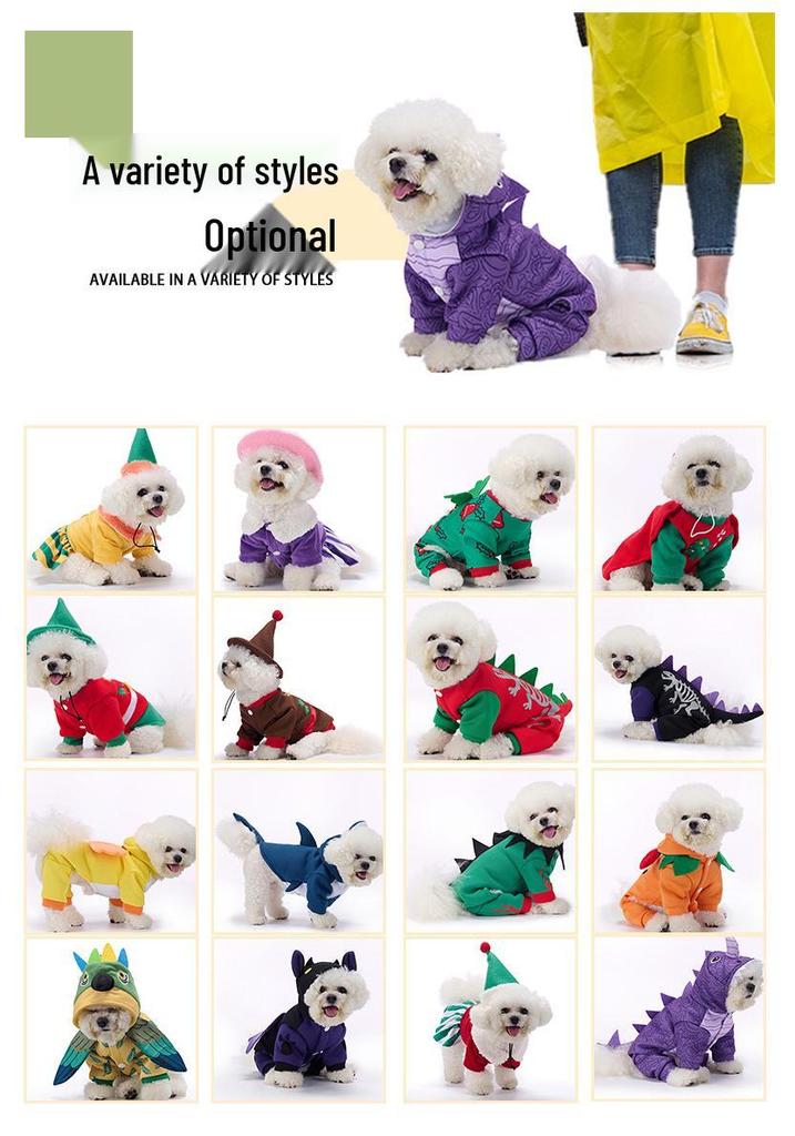Festive Small Dog Costume with Wing Decoration for Autumn, Winter, Christmas & Halloween