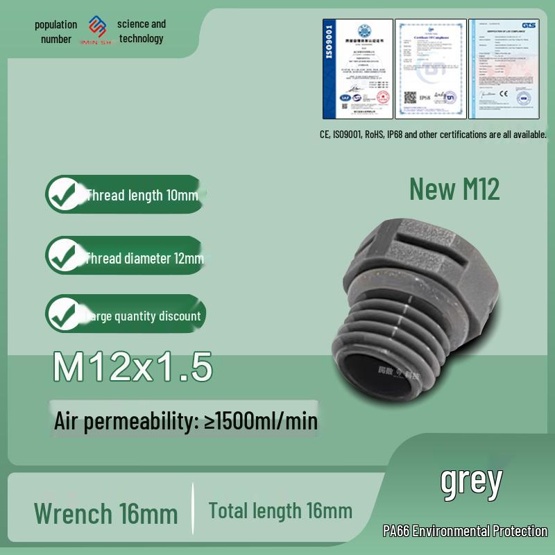 M12 Waterproof Breathable Nylon Automatic Vent and Pressure Relief Valve for Fermentation