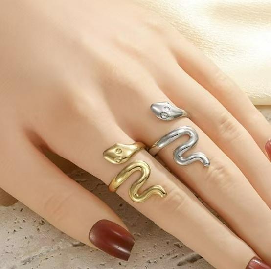 Stilvoller Schlangenring aus Edelstahl: Vielseitiges High-End Open Design für Zeigefinger