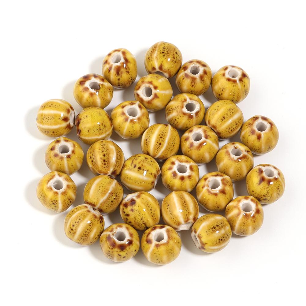 20pcs 12mm Watermelon Floral Glaze Ceramic Beads Colorful Loose Bead For Jewelry Making DIY Crafts Bracelet Necklace Accessories