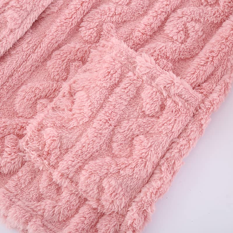 Fluffy Pajamas Striped Fluffy Flannel Warm Fluffy Room Wear Loungewear Sleepwear Gift Day Salmon Women's Autumn/Winter Mother's (L, Pink)