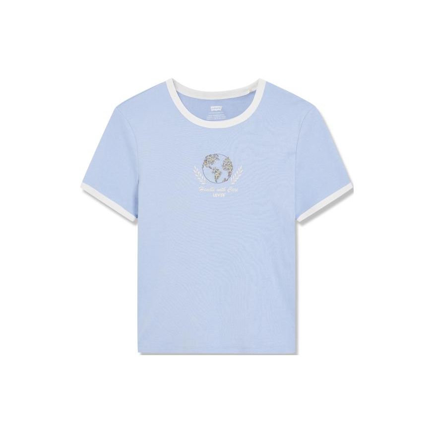 

Levis Футболка женская с круглым вырезом, с коротким рукавом, прямого кроя, с принтом Letter Wheat светло-голубая A3519-0016 XS