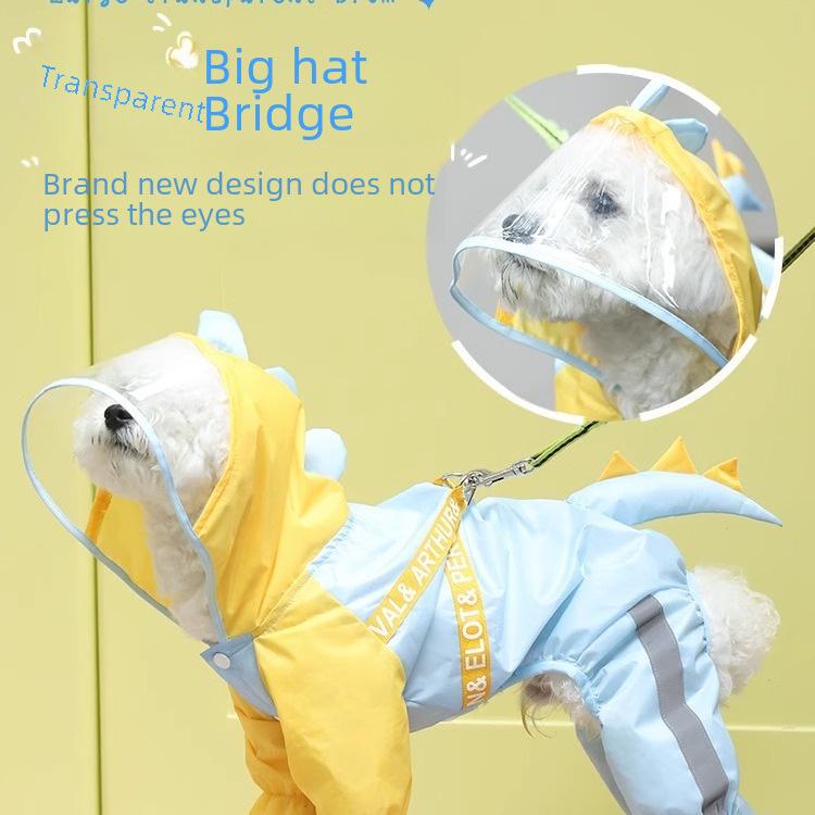 Wasserdichter Hunderegenmantel für kleine bis mittelgroße Rassen – Vierbeiniges Design für regnerische Sommertage. Ideal für Welpen, Teddy und Bichon.