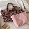Double-sided Use Korean Leopard Shopping Bag Leopard Print Storage Shoulder Bag  Girl