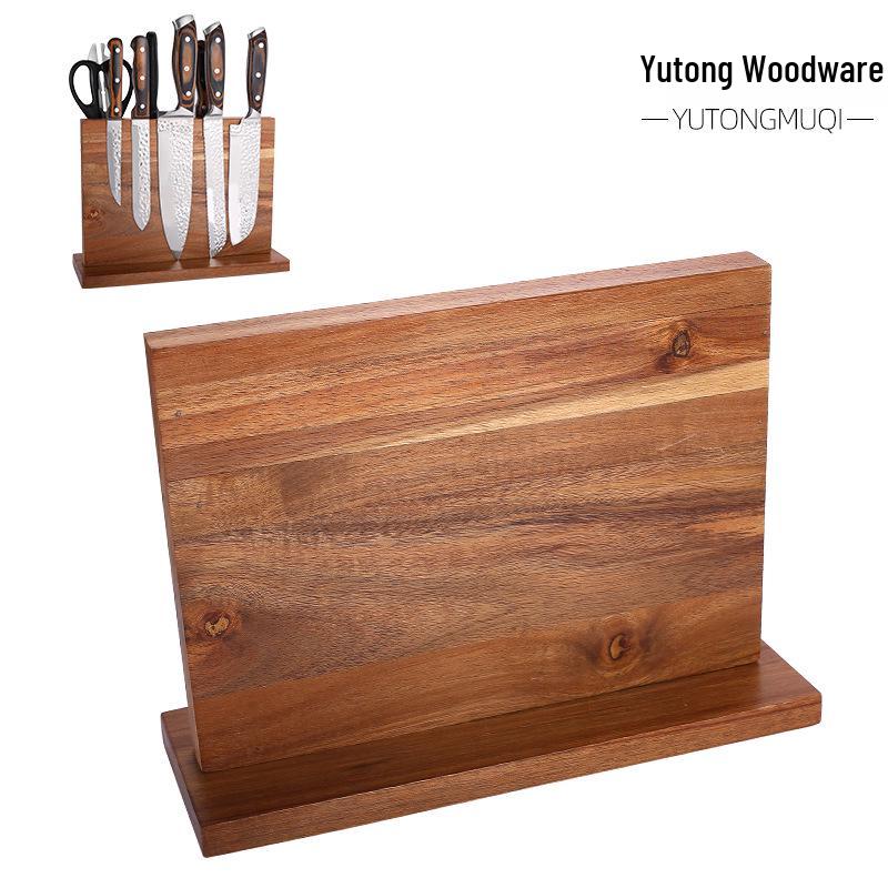 Double-Sided Magnetic Knife Holder – Solid Wood Stand for Kitchen Cleavers