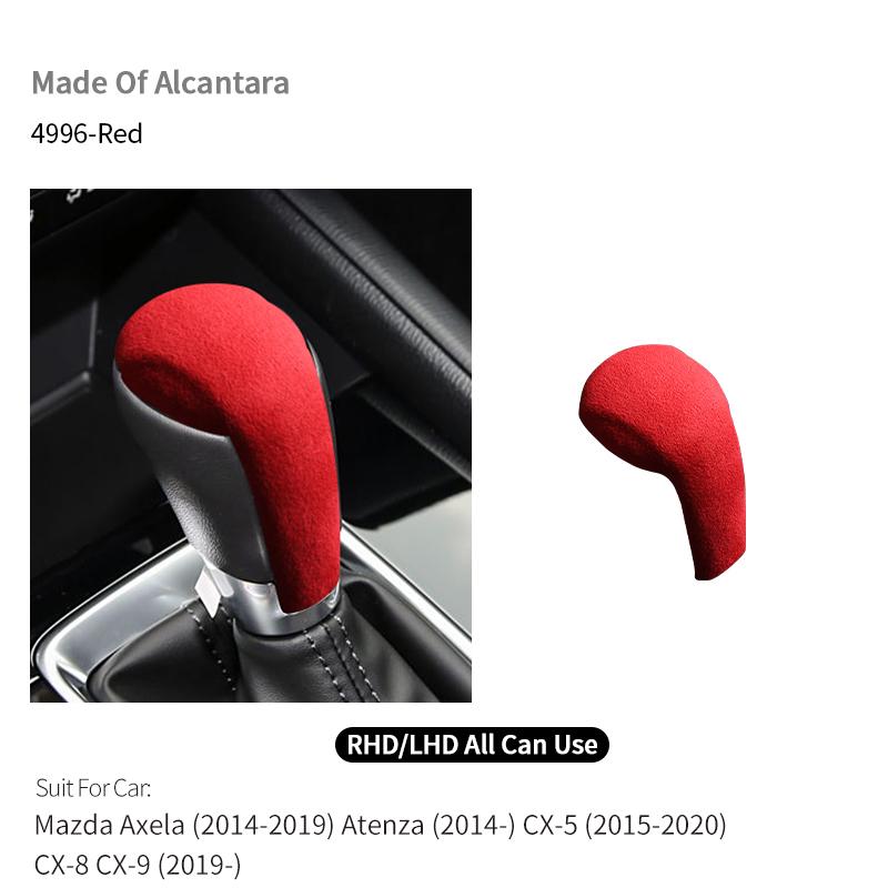 For Mazda Axela Atenza CX-5 CX-8 CX-9 Car Gear Shift Knob Change Lever Boot Cover Made of Alcantara Interior Tuning Accessories