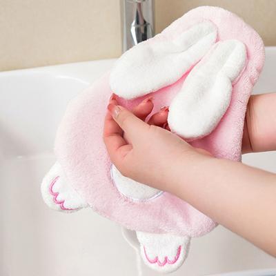 Kinderhandtuch mit Aufhängeschlaufe, Kaninchenform, saugfähiges Korallenvlies, weiches, schnelltrocknendes Badetuch für Kinder, Küche, Badezimmer