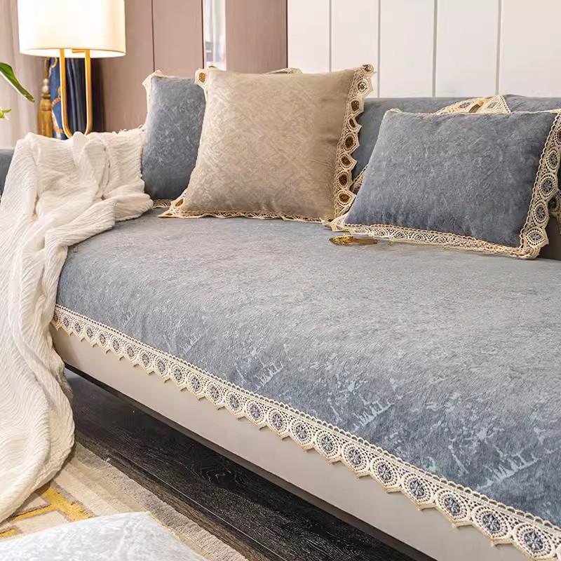 Chenille Sofa Cushion Four Seasons Universal Simple Modern Non-Slip Sofa Cover Light Luxury Style Seat Cushion Backrest Cover Cloth
