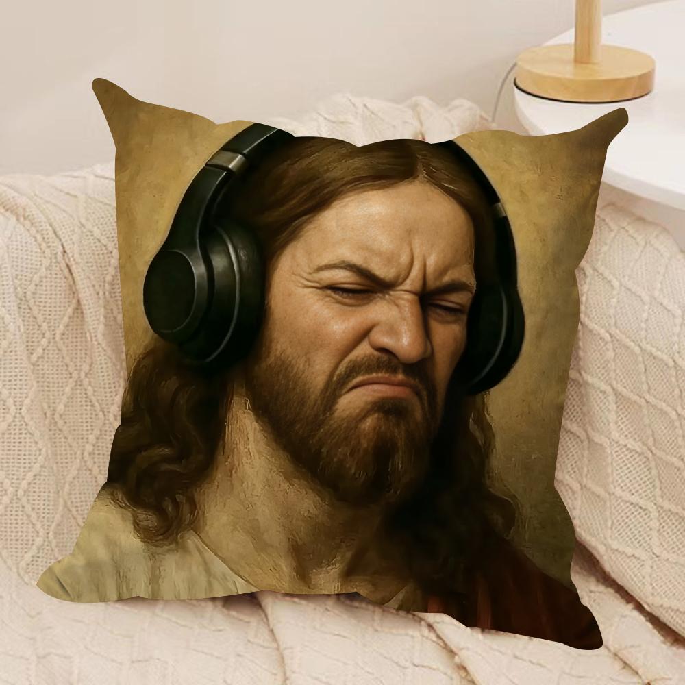 Guter Christus Lustige Jesus Kissenbezug Seidiger Kurzer Plüsch Unsichtbarer Reißverschluss Staubdicht Sofakissenbezug Für Heimdekoration
