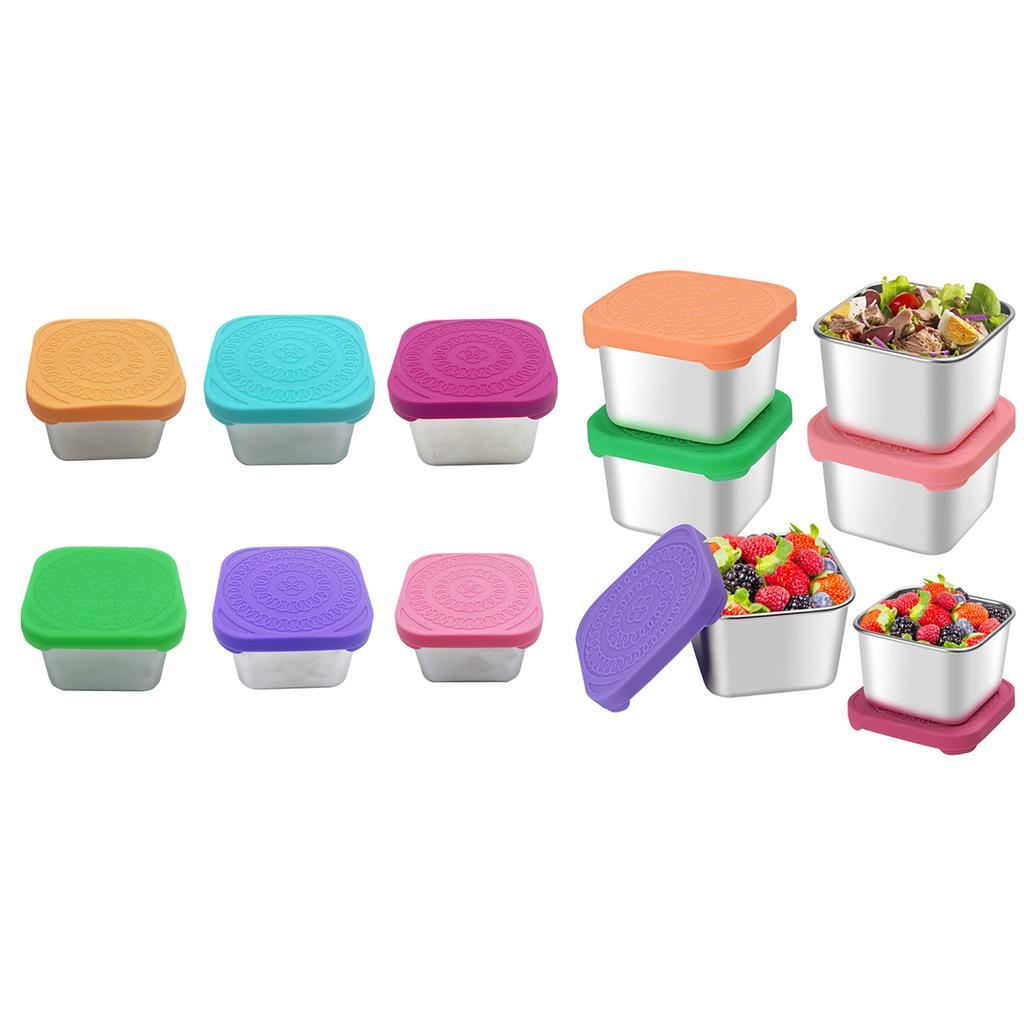 Stainless Steel Food Containers Square Food Storage Box Snack Tin Lunch Box for Children Suitable for Basic Foods Fruit